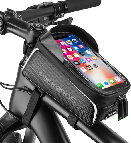 ROCK BROS Bike/Bicycle Phone Front Frame Bag, Waterproof, Tube Bag,Cycling Pouch, Bike Accessories for Men Compatible Phone Under 7”