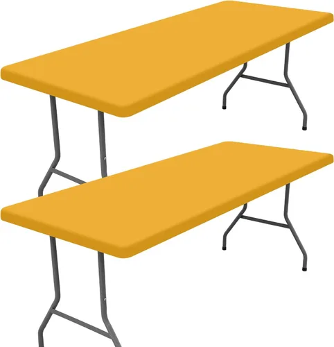 Vista 60 de Moosfor Paquete de 2 manteles rectangulares de elastano de 4 pies, elásticos y ajustables para pícnic, cubierta de mesa de patio elástica y lavable