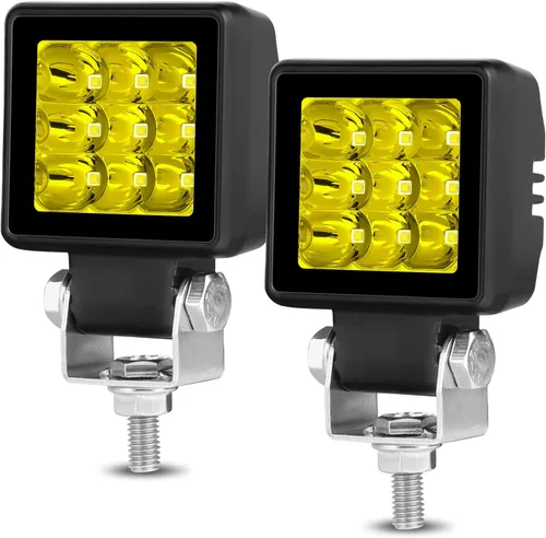 Cápsulas LED Ámbar, 2PCS 54W Luces Pod Spot de 2 Pulgadas, Luces Antiniebla Amarillas LED Todoterreno, Cubos de Luces de Trabajo para Conducción,