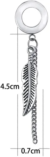 Vista 6 de ZS Vintage Moon Dangle Ear Tunnels Plug Stainless Steel Screw Ear Gauge Feather Chain Ear Expander Flesh Tunnels Piercing