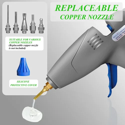 Vista 7 de Pistola de pegamento caliente de tamaño completo, pistolas de pegamento MONVICT de 120 W y 80 W de doble temperatura, gran pistola de pegamento