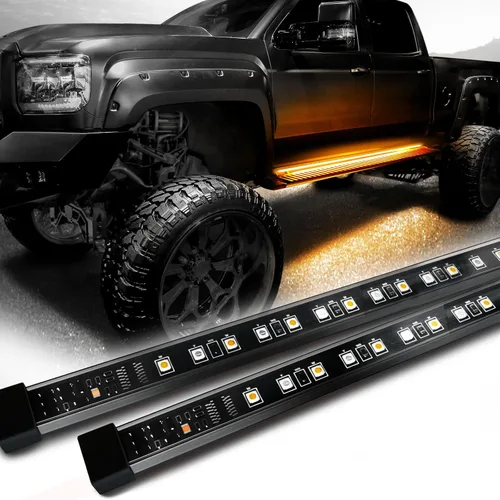 Vista 8 de OPT7 Sidekick - Luces para estribo de 48 pulgadas, 2 tiras LED con señal de giro ámbar secuencial, DRL, luz blanca de cortesía para cabina regular