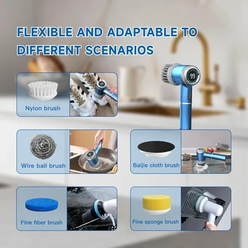 Vista 3 de Cepillo eléctrico para baño – Limpiador giratorio recargable para bañera, ducha y azulejos, de mano y fácil de usar.