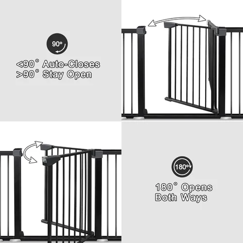Vista 4 de Puerta de bebé para escaleras y puertas de 29.93 a 51.5 pulgadas, puerta de seguridad extra ancha para bebés con puerta, puertas de seguridad