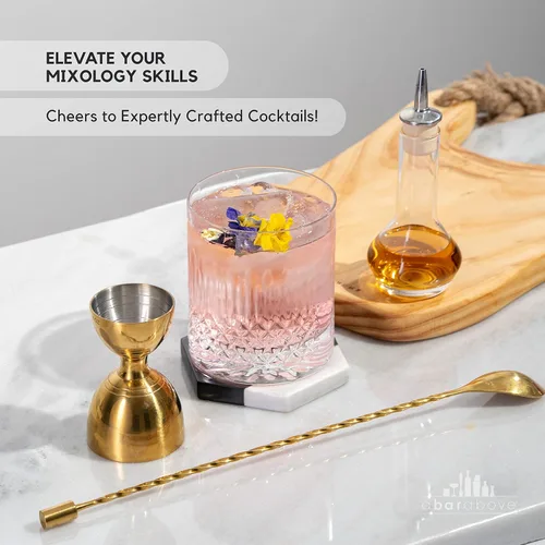 Vista 7 de A Bar Above Botella de amargo, diseño clásico, botellas de vidrio pequeñas, para añadir amargos para cócteles, con boquilla de acero inoxidable