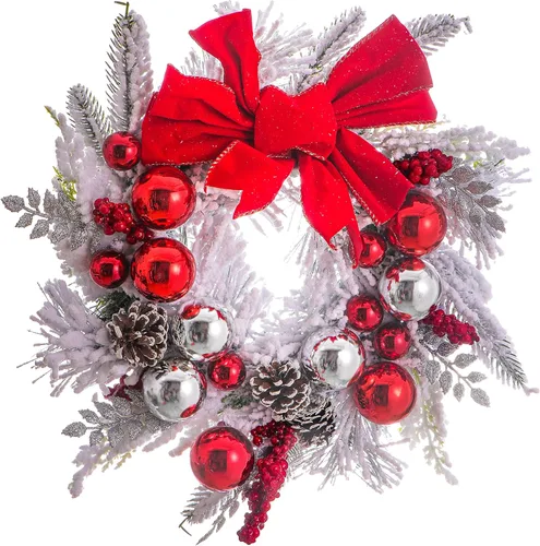 Vista 9 de Corona de otoño para puerta delantera, 22 pulgadas, flores artificiales, para otoño, invierno, para puerta delantera, exterior, pared o ventana