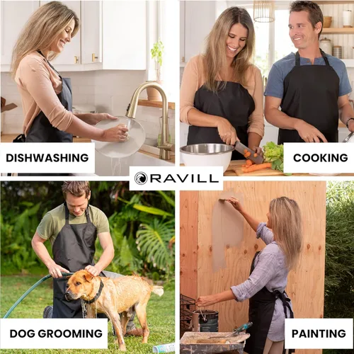 Vista 4 de Ravill Waterproof Apron For Men and Women - 35" Multi Purpose Work Aprons for Dishwashing, Dog Grooming, Cleaning