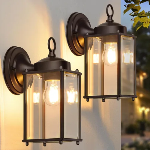 Vista 12 de MATAMEYE Farol de pared para exteriores, aplique de pared impermeable de chocolate oscuro exterior, lámpara de pared para puerta delantera