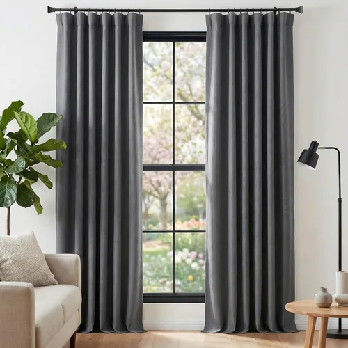 Vista 21 de NICETOWN Cortinas opacas de lino grueso 100% de 84 pulgadas de largo, 2 paneles, cortinas térmicas con pliegues pinzados para oscurecer