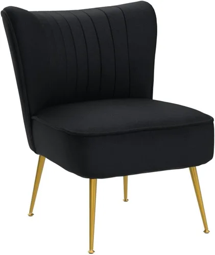 Vista 4 de Juego de 2 sillas decorativas de terciopelo, cómodas sillas de sala de estar, sin brazos, sofá individual lateral de mediados de siglo con patas