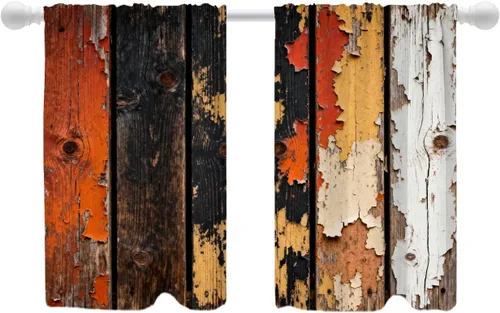 Vista 101 de Shrahala Floral Abstract Design Tier Curtains for Kitchen Windows, Minimalist Flower Illustration Window Curtain Panels Multilayer Polyester