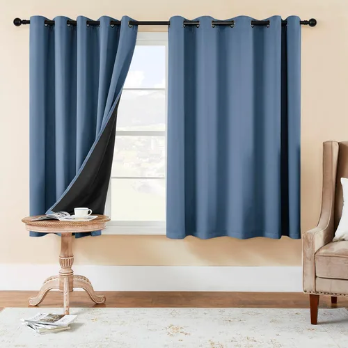 Vista 45 de Rutterllow Cortinas 100% Opacas 2 Paneles, Sombra Completa de 72 Pulgadas de Largo, Cortinas Completas para Sala de Estar, Cortinas con Aislamiento