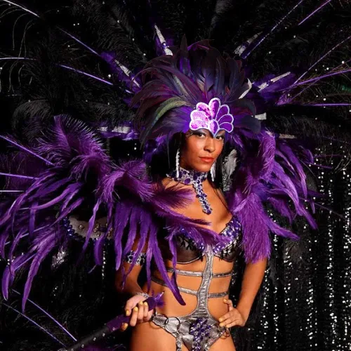 Vista 3 de HOMELEX Tocado de plumas negras para mujer, accesorios de carnaval caribeño