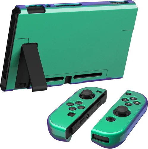 Vista 5 de eXtremeRate PlayVital - Cubierta trasera brillante para consola Nintendo Switch, controlador de mano NS Joycon protector separable carcasa dura