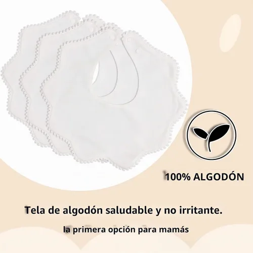 Vista 5 de Bamery Baberos tipo bandana para bebé, baberos de algodón blanco para babeo y dentición, absorbentes para niños y niñas