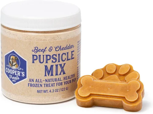 Cooper's Treats Pupsicle Mix - Haz tus propias golosinas para perros, carne de res y queso cheddar de 4.3 onzas, repuestos de marionetas, helado de