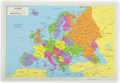 Vista 4 de Painless Learning Juegos de manteles individuales educativos Mapas de Estados Unidos y Europa antideslizantes lavables