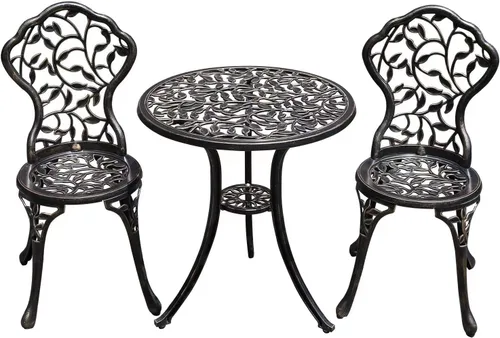 Vista 9 de JARDIN DE CENTENNIAL Juego de Bistró para Patio. Juego de Mesa de Bistró de Aluminio Fundido Resistente al Óxido con Orificio para Sombrilla