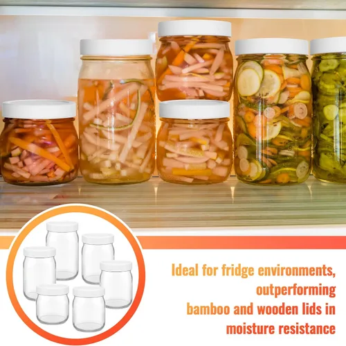 Vista 4 de 6 piezas de tapas de silicona de boca ancha para tarros de albañil, tapa gruesa a prueba de fugas para todos los tarros de albañil de 86 mm de boca