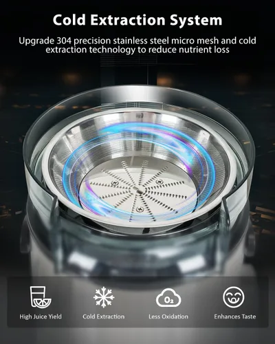 Vista 6 de Exprimidor centrífugo de pantalla LCD táctil de 1200 W de 6 velocidades con canal ancho grande de 3.2 pulgadas, máquinas extractoras de jugo