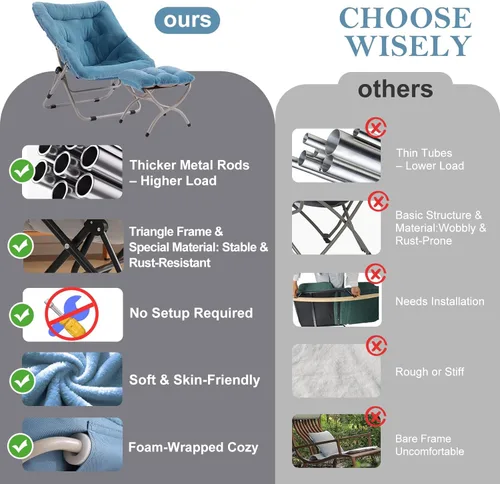 Vista 99 de Silla platillo, cómodas sillas de dormitorio, silla plegable de piel sintética de gran tamaño, silla plegable con marco de metal para sala de estar