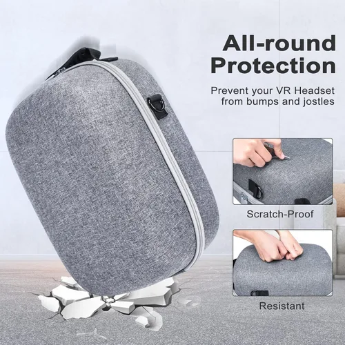 Vista 2 de FASTSNAIL Hard Carrying Case & Accessories Bundle Compatible with PS VR2, Protective Storage Case with Lens Protector, Shoulder Strap and Velcro
