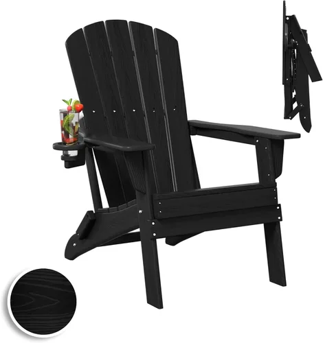 Vista 31 de Plawdlik Silla plegable Adirondack, probada por SGS, con textura de madera y portavasos, resistente a todo tipo de clima, de HDPE, cómoda