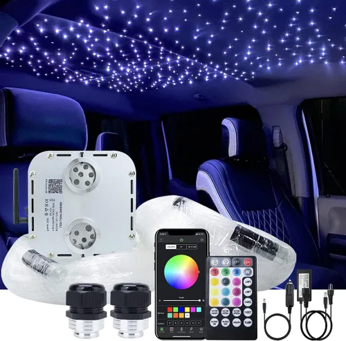 Vista 16 de Kit de luz de fibra óptica RGBW con sensor de sonido de 32 W