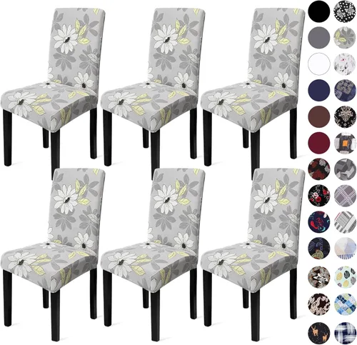 Vista 76 de Sufdari Juego de 2 fundas para sillas de comedor, fundas para sillas de cocina, fundas para sillas Parsons, protectores de sillas de elastano