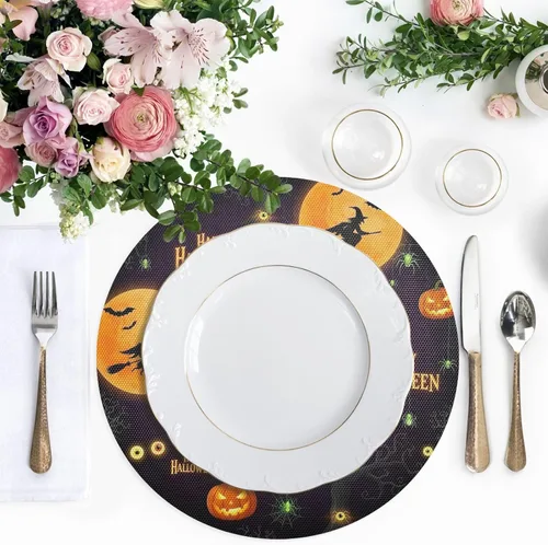 Vista 5 de Orange Moons PVC Plate Mat, Non Slip Heat Place Mat for Kitchen one sizex1