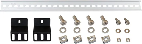 Vista 3 de Soporte de montaje en riel DIN Kit de riel DIN para montaje en bastidor, orejas de riel DIN, aleación de aluminio ranurada, longitud de oxidación