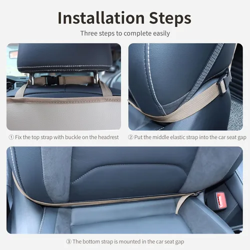 Vista 7 de Kick Mat - Protector de asiento trasero de cuero impermeable para asiento de automóvil, con 3 bolsillos de almacenamiento para niños, mascotas, SUV