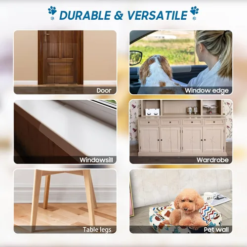 Vista 2 de Door Protector from Dog Scratching, Clear Heavy Duty Flexible Door Claw Shield, Anti-Scratch Guard for Furniture, Window, Wall – cat Scratch