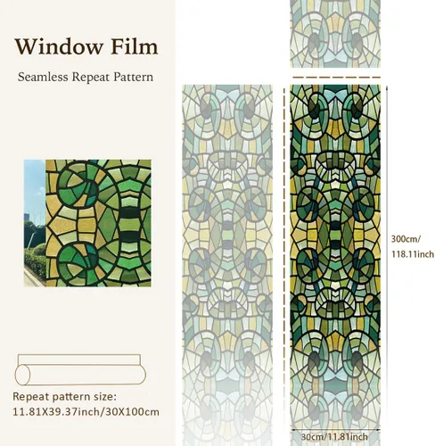 Vista 4 de funlife Película original de privacidad dibujada a mano para ventana, reutilizable, de una cara, cubiertas de vidrio estáticas aptas para entrada