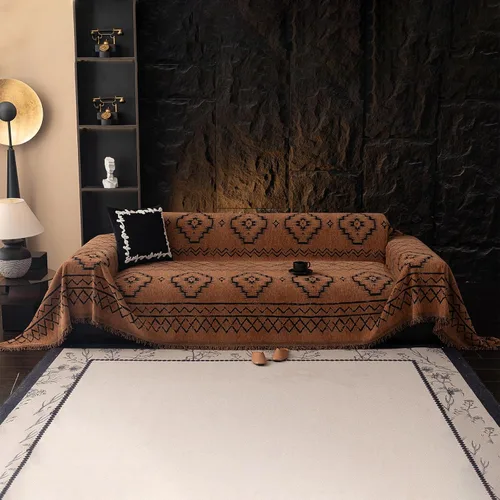 Vista 9 de VClife funda boho de sofá de felpilla para sofá seccional, funda antideslizante para sofá de 2 plazas, protector para mascotas con borlas, funda
