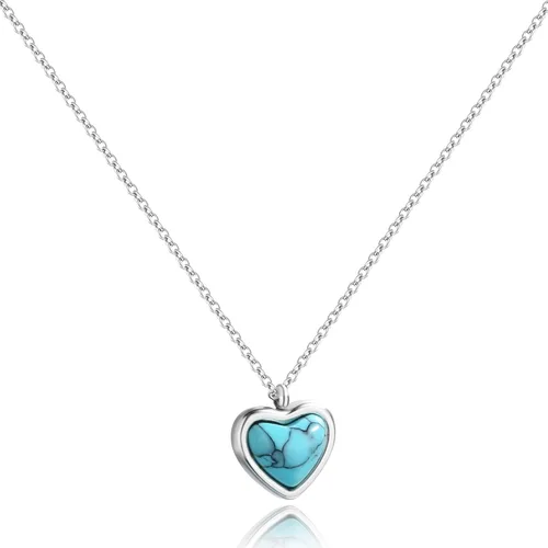 TZPI Collar de corazón rojo para mujer, collar de turmalina negra como regalo de Navidad, collares de cornalina como joyería diaria, colgante de Azul