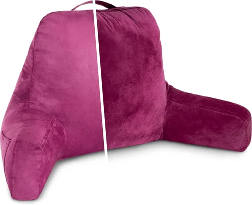 Vista 86 de Husband Pillow Backrest with Arms - Adult Reading Pillow with Shredded Memory Foam, Ultra-Comfy Removable Microplush Cover & Detachable Neck Roll