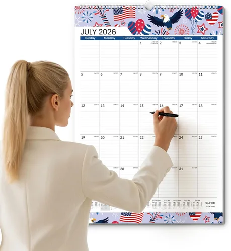 Vista 12 de SUNEE Calendario de pared 2026 grande de 22.75 x 15.5 pulgadas, calendario de 21 meses (finaliza en junio de 2027), vertical extragrande