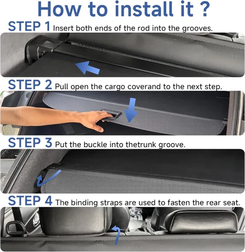 Vista 8 de FARBIN Cobertura para maletero retráctil para Toyota RAV4 2013 2014 2015 2016 2017 2018, cubierta de maletero retráctil impermeable con protección