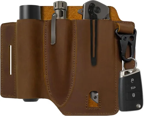 Jack&Chris Funda multiherramienta EDC de cuero para cinturón, organizador de cinturón EDC para herramientas Leatherman, organizador de bolsillo EDC