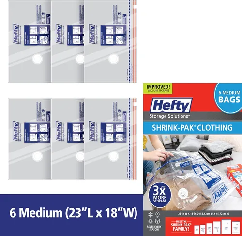 Vista 6 de Bolsas de almacenamiento al vacío Hefty Shrink-Pak - Ahorro de espacio para almacenamiento debajo de la cama, ropa y edredones, 3 veces más espacio