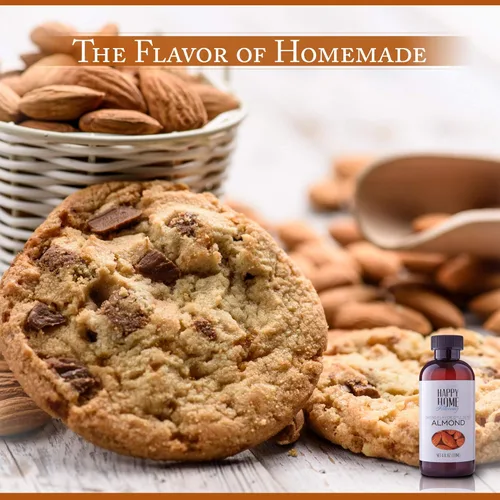 Vista 8 de Happy Home Emulsión aromatizante natural de sabor a almendra para hornear, certificado Kosher, 4 onzas.