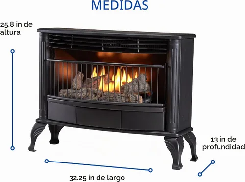 Vista 7 de Duluth Forge - Estufa de gas natural sin ventilación, 25,000 BTU, control T-Stat, acabado negro, modelo # QSN250T