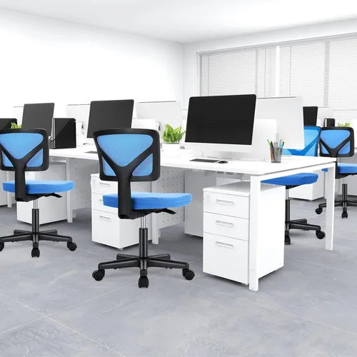 Vista 3 de DUMOS Sillas de escritorio sin brazos, ergonómicas ajustables para la oficina en casa, giratorias, sin brazos, cómoda malla con respaldo medio