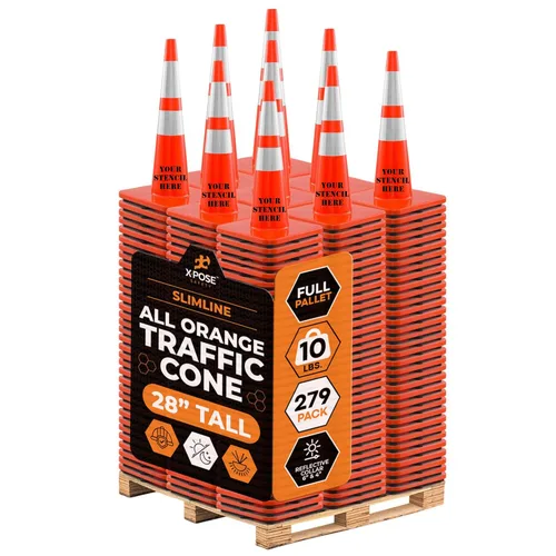 Vista 72 de Xpose Safety Conos de tráfico naranjas de 28 pulgadas con collares de 6 y 4 pulgadas, 1 paquete – Cono de seguridad de plástico PVC multiusos