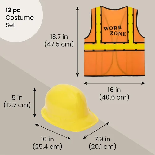 Vista 2 de BLUE PANDA Kit de disfraz de sombreros de construcción, talla única, multicolor, paquete de 6, chalecos de construcción y sombreros duros