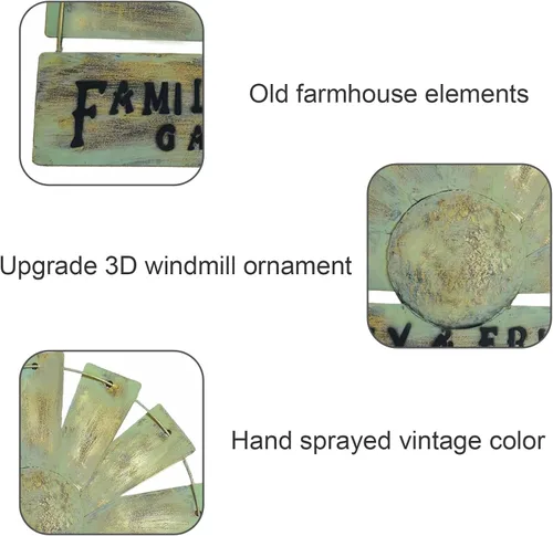 Vista 3 de Fleecy day Decoración de pared de molino de viento, decoración de pared de cocina de metal rústico, decoración de pared colgante de granja