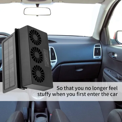 Vista 2 de Ventilador de escape de automóvil de energía solar, ventilador de escape de ventana de automóvil, ventilador de ventilación automática, ventilador
