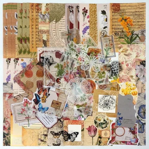 Vista 8 de Kit de 260 piezas de suministros vintage para scrapbooking estético y journaling, gran colección para bullet journals y junk journals, collage