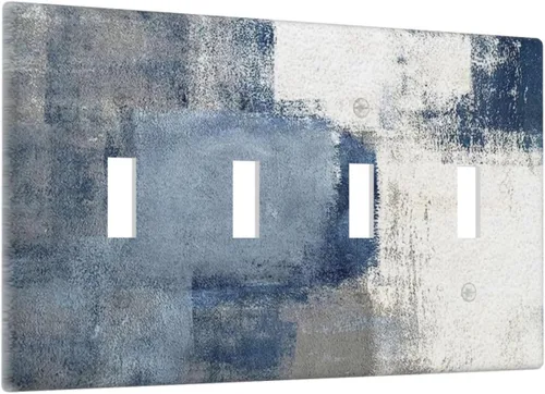 Vista 92 de Placa de Interruptor de Luz de Palanca Única Abstracta en Negro, Blanco y Gris, Cubierta de Tomacorriente, Placa de Pared Decorativa de Un